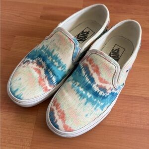 Vans Kids Slip-On Tie-Dye Canvas Sneakers - Blue, Coral, Mint